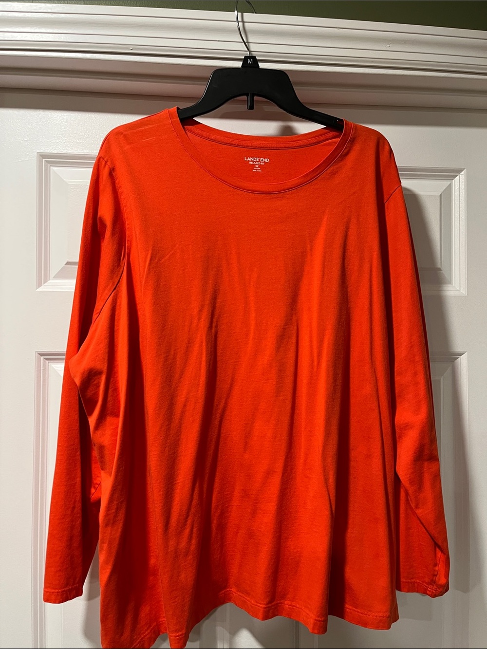 Lands' End Bright Orange Long-Sleeve Crewneck Top